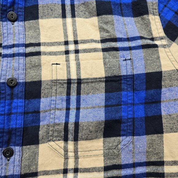 American Eagle Flannel Shirt Mens XL Blue Gray Plaid Button Up Long Sleeve - Picture 3 of 9